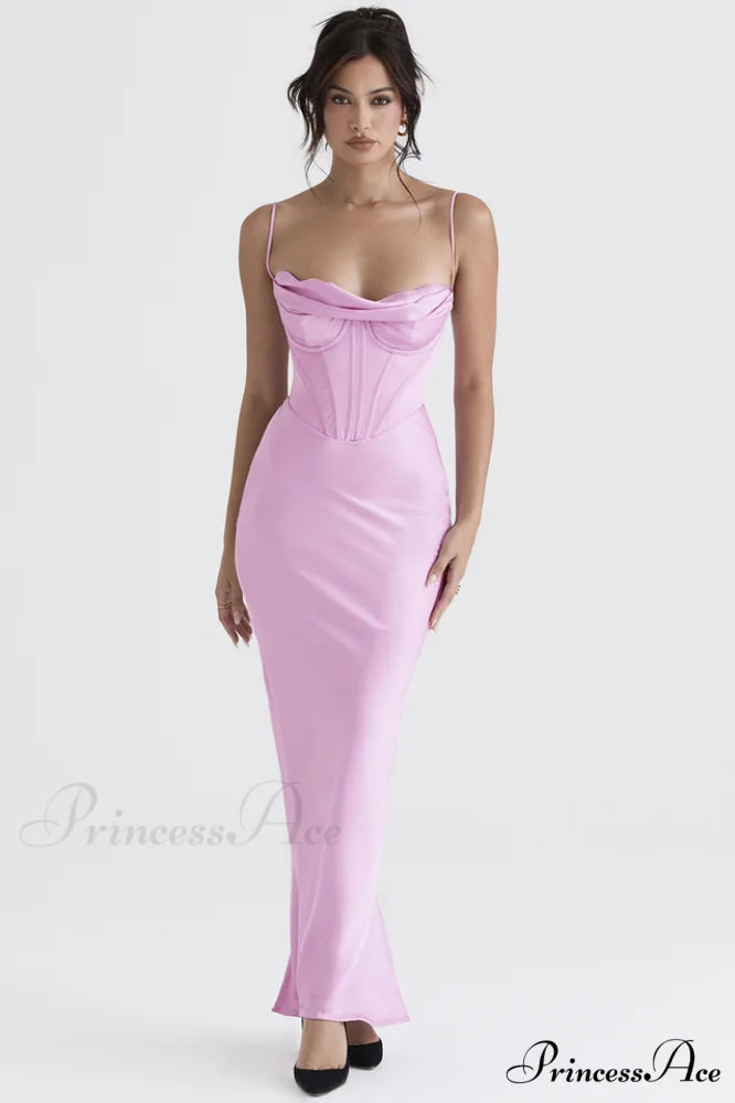 Herringbone Elegant Corset Dress XS / Pink