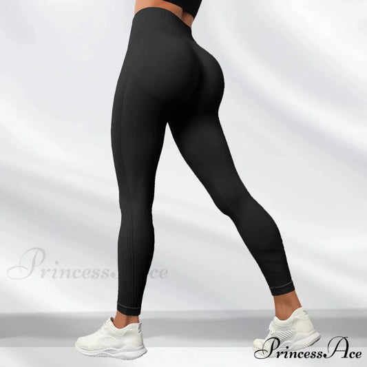 High Elastic Knitting Gym Workout Legging Black / S