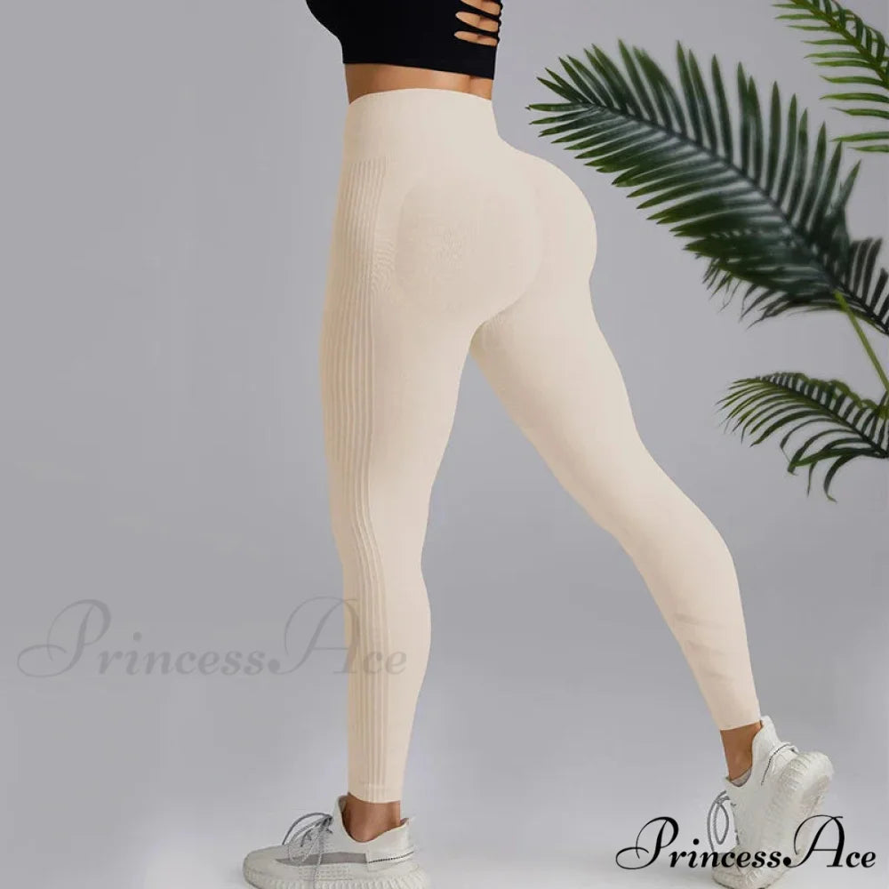 High Elastic Knitting Gym Workout Legging White / S