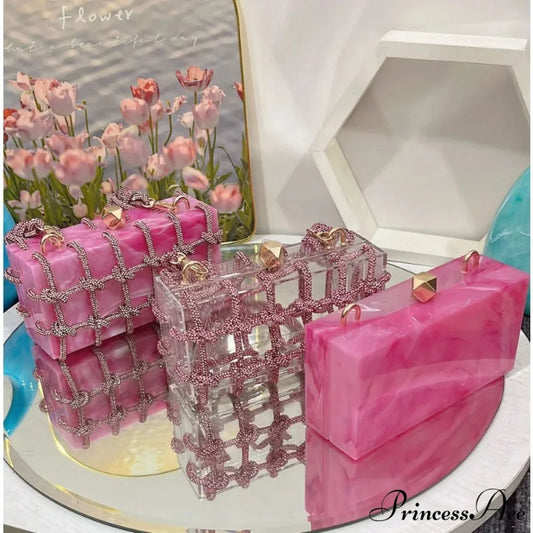 High-end Acrylic Gemstones Evening Clutch Marriage Bag clutchbag-250126