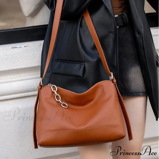 High-end Authentic Leather Adaptable Shoulder Hobo Bag shoulder-250126