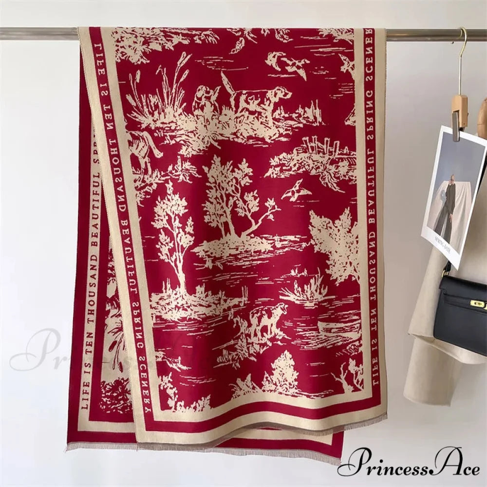 High-end Brand Cashmere Floral Winter Scarf scarf-241228