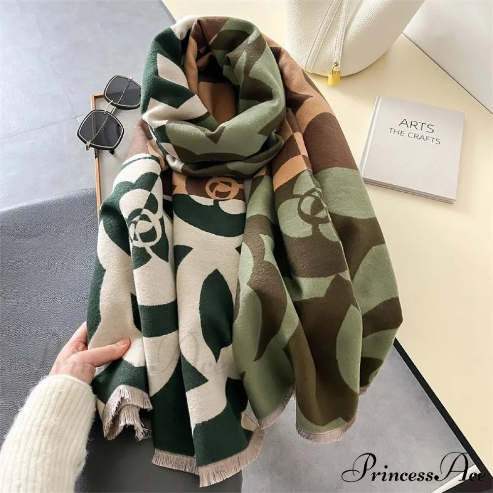 High-end Brand Cashmere Floral Winter Scarf Multi Color 3 scarf-241228