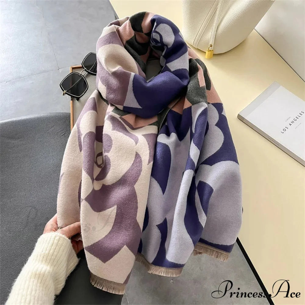 High-end Brand Cashmere Floral Winter Scarf Multi Color 4 scarf-241228