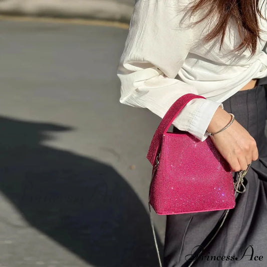 High-end Designer Evening Clutch Women Sparkling Small Bag rose red / Mini(Max Length<20cm) clutchbag-250126