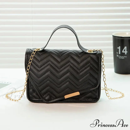 High-end Messenger Stitching Fashion Chain Crossbody Purse Black 1 / 18cmx6cmx13cm handbag-250126