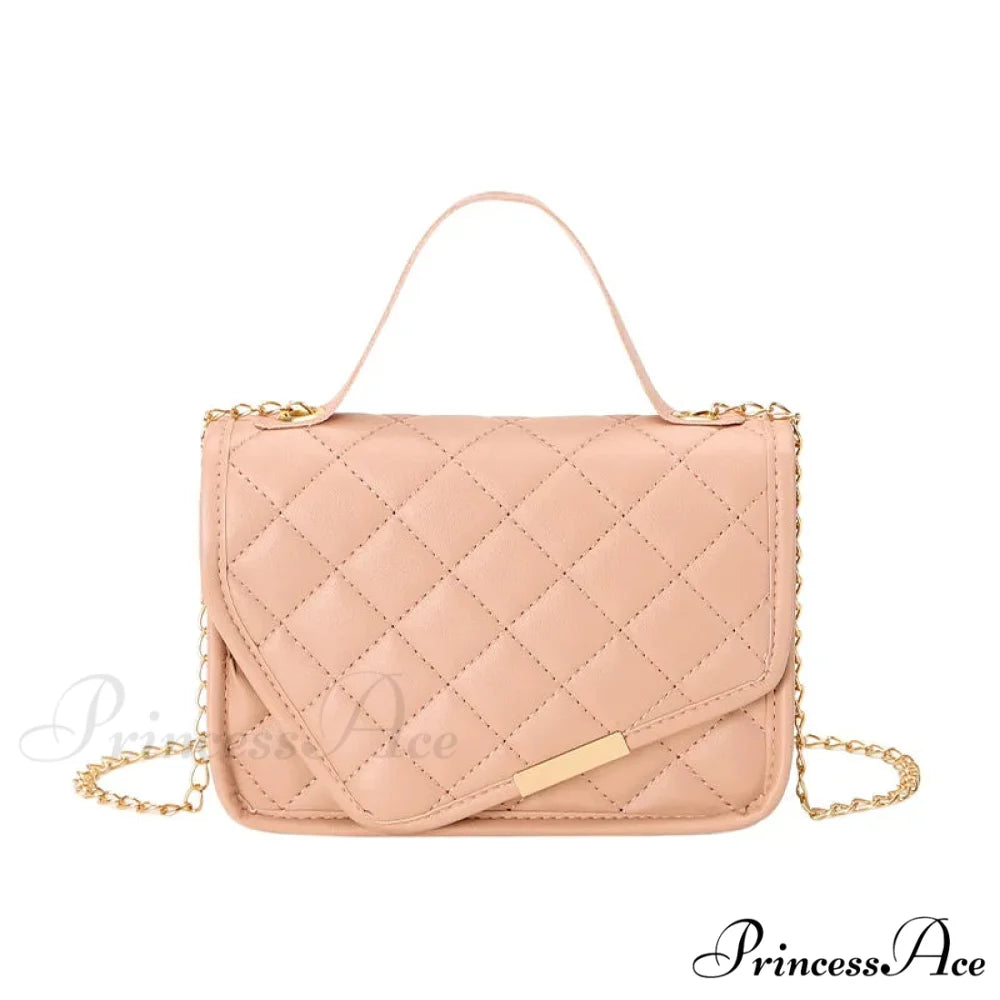 High-end Messenger Stitching Fashion Chain Crossbody Purse Pink / 18cmx6cmx13cm handbag-250126