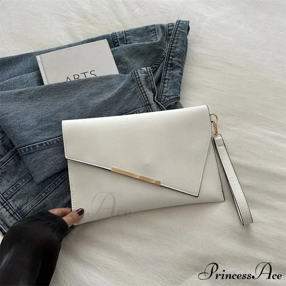 High-end PU Leather Designer Wristlet (30cm / white clutch bag wristlet-250126