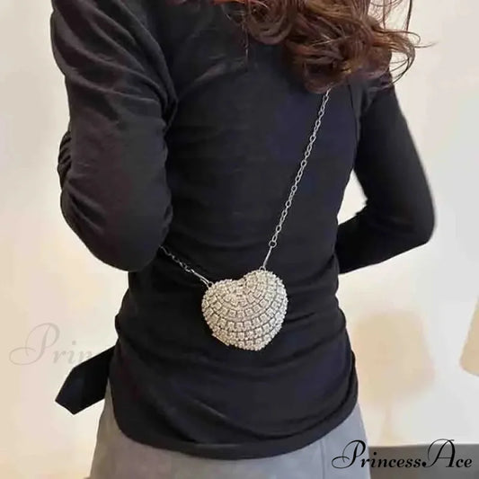 High-end Small Diamond Heart Shape Crystal Clutch Purse clutchbag-250126