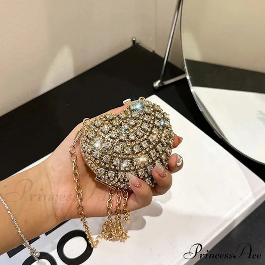 High-end Small Diamond Heart Shape Crystal Clutch Purse clutchbag-250126