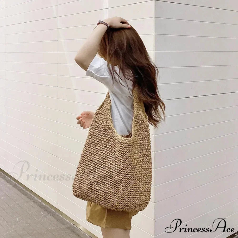 High-end Solid PU Leather Shoulder Bag Brown shoulder-250126
