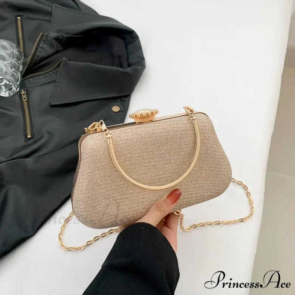 High-end Stylish Evening Sparkle Wedding Clutch Purse Gold handbag-250126