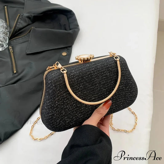 High-end Stylish Sparkle Banquet Celebration Evening Clutch Purse Black clutchbag-250126