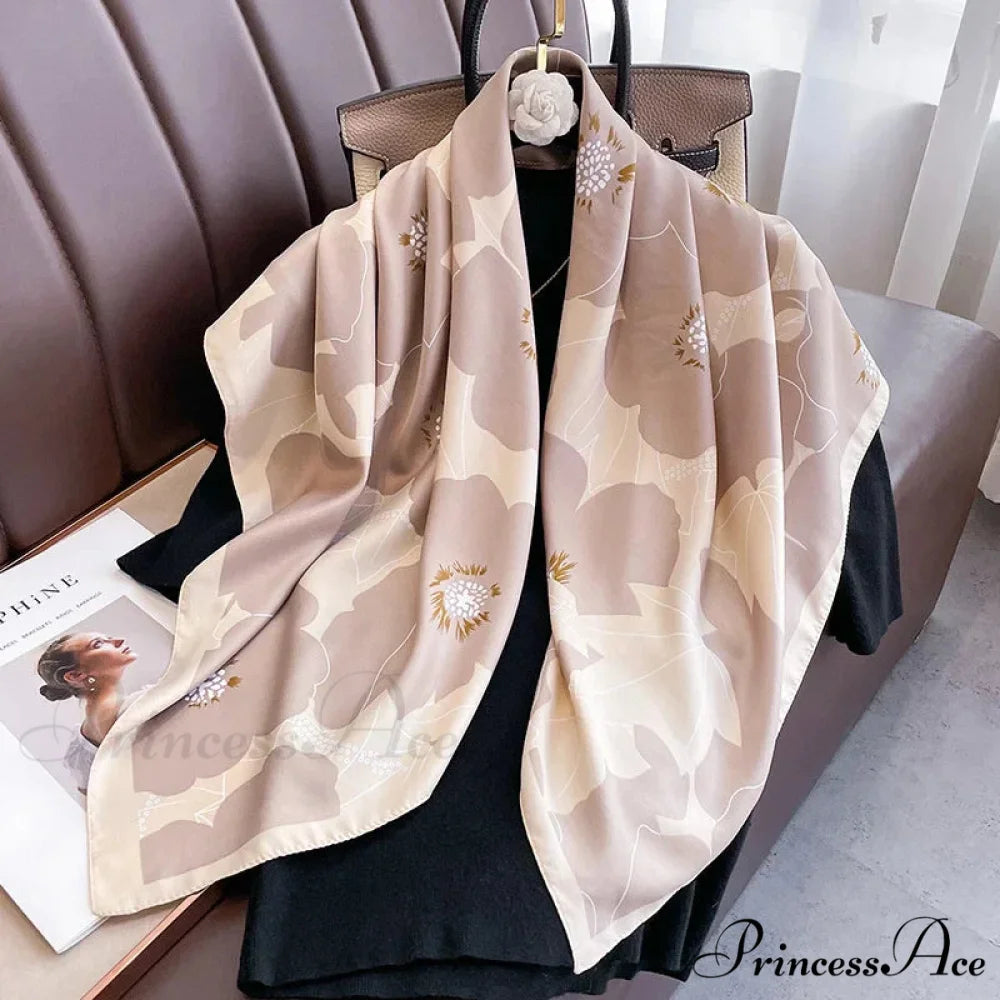 High-end Twill Silk Square Headband Scarf white / One Size scarf-241228