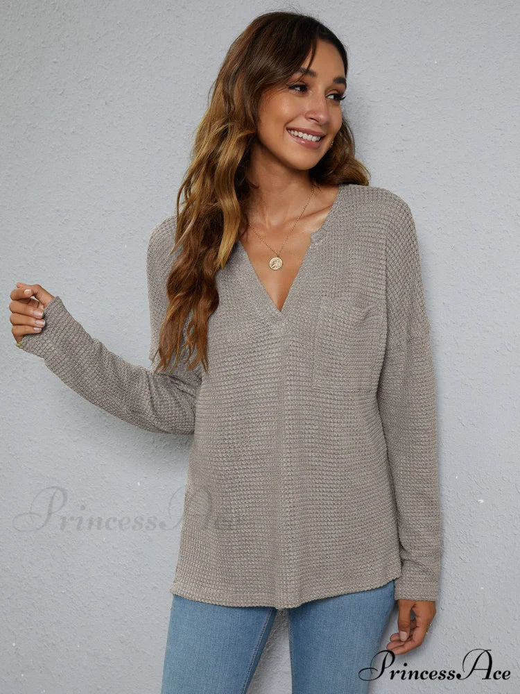 High-Low with Top Dropped Waffle-Knit Shoulder