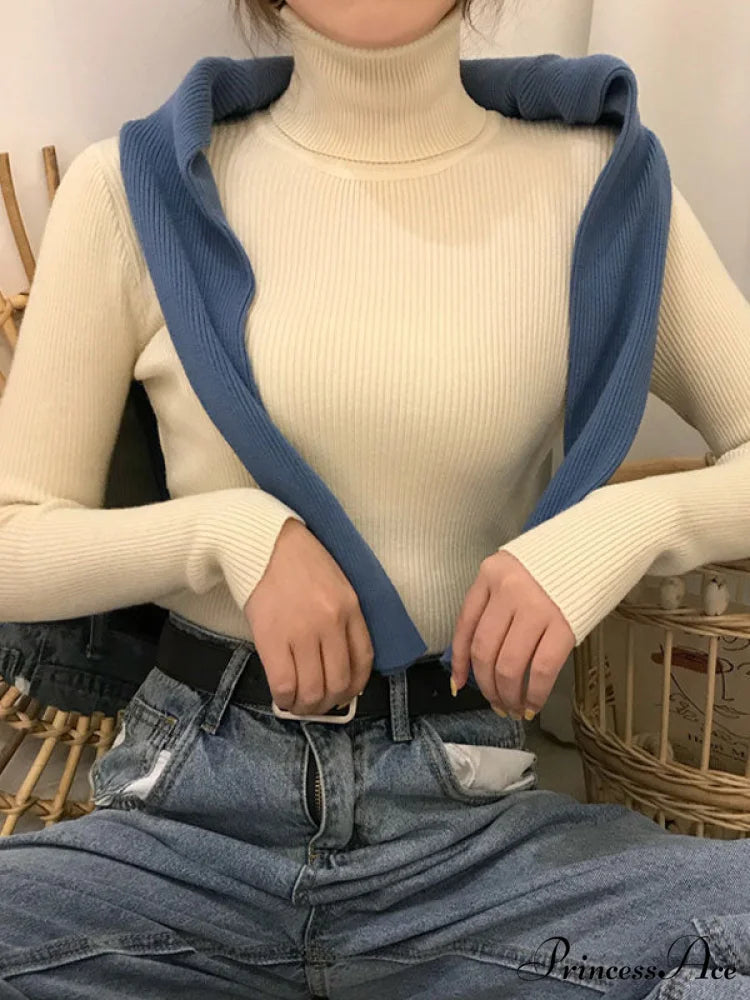 High Neck Bell Sleeve Sweater Wide Sophisticated Leg Pants Matching Set - Royal Blue