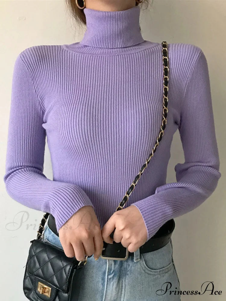 High Neck Bell Sleeve Sweater Wide Sophisticated Leg Pants Matching Set - Royal Blue