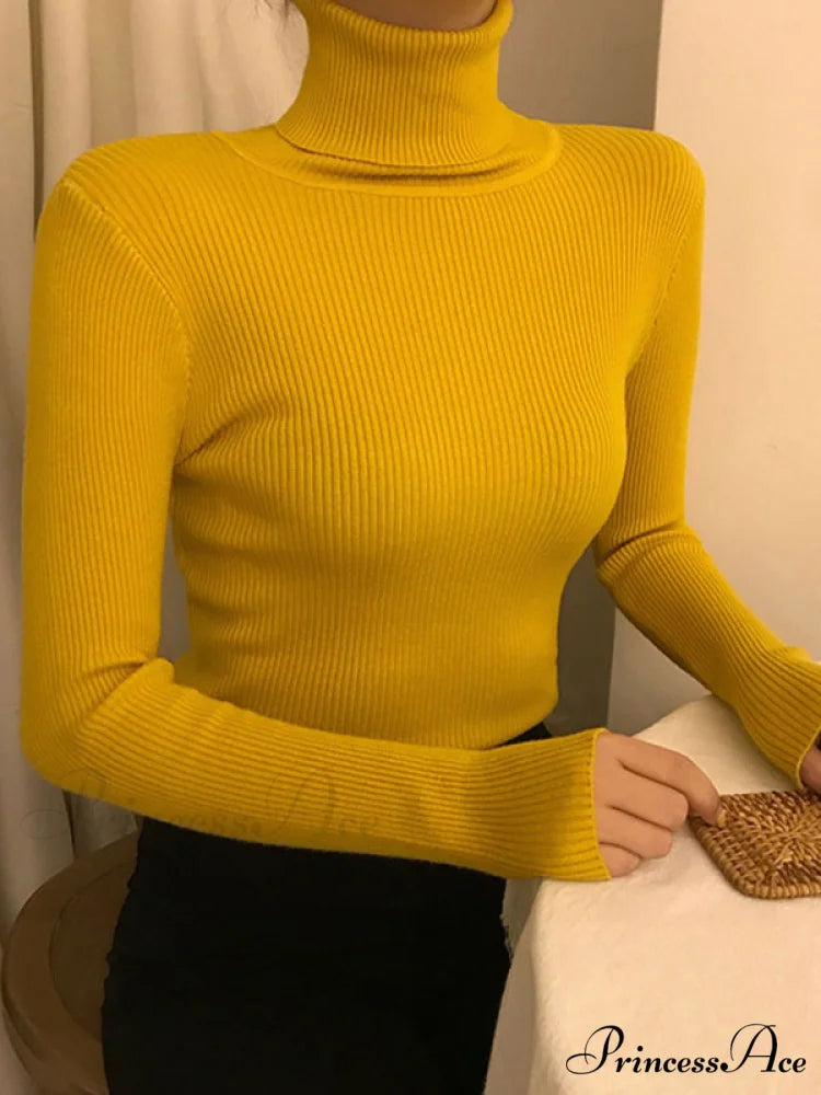 High Neck Bell Sleeve Sweater Wide Sophisticated Leg Pants Matching Set - Royal Blue Yellow / ONE SIZE