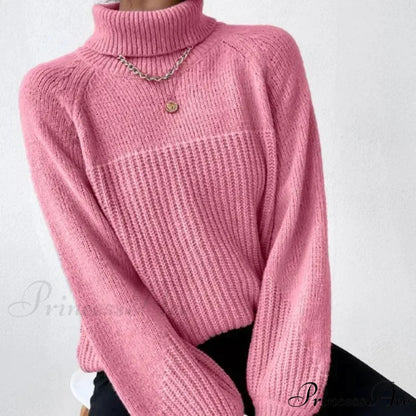 High-neck Crisscross Jacquard Pullover swraters-241228