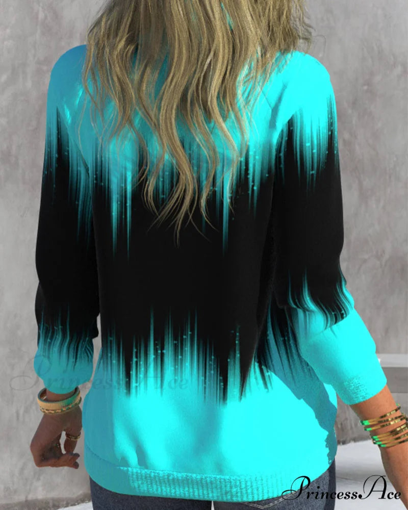 High Neck Gradient Design Sweatshirt