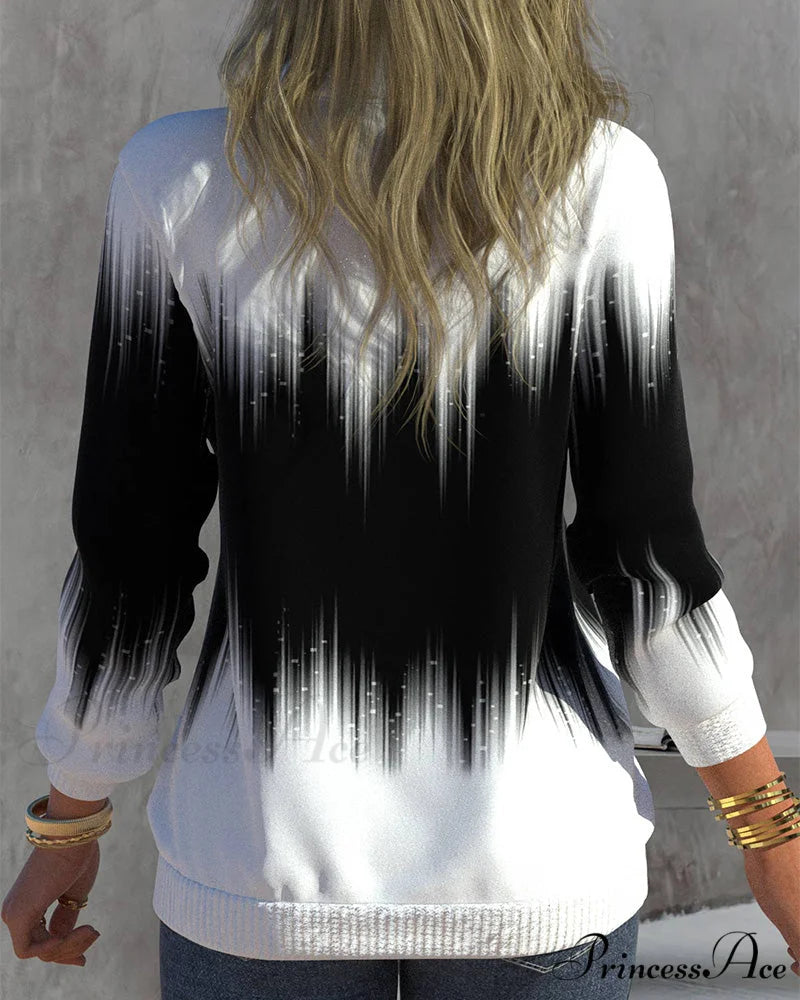 High Neck Gradient Design Sweatshirt