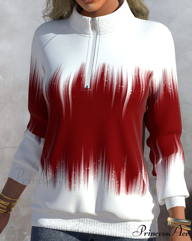 High Neck Gradient Design Sweatshirt