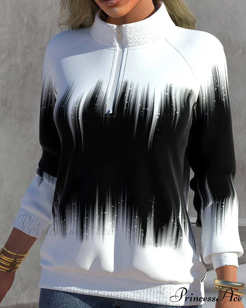 High Neck Gradient Design Sweatshirt