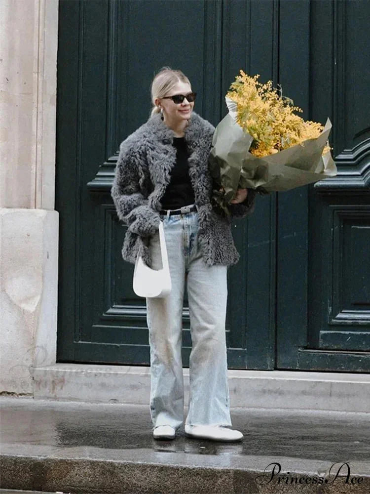 High Neck Grey Cozy Puffy Jacket coats-241228