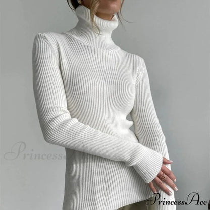 High-neck Slender Pullover Extended Sleeve Sweater swraters-241228