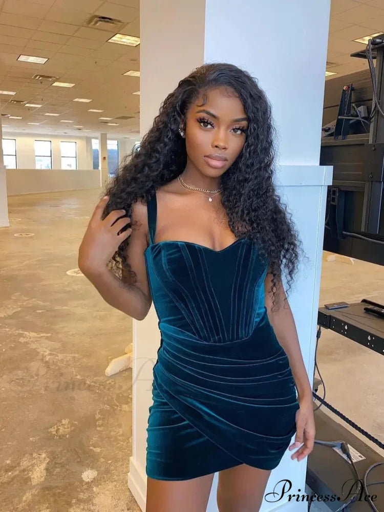 High Quality Summer Velvet Bodycon Dress Green Party Celebrity Evening Christmas Party Dress