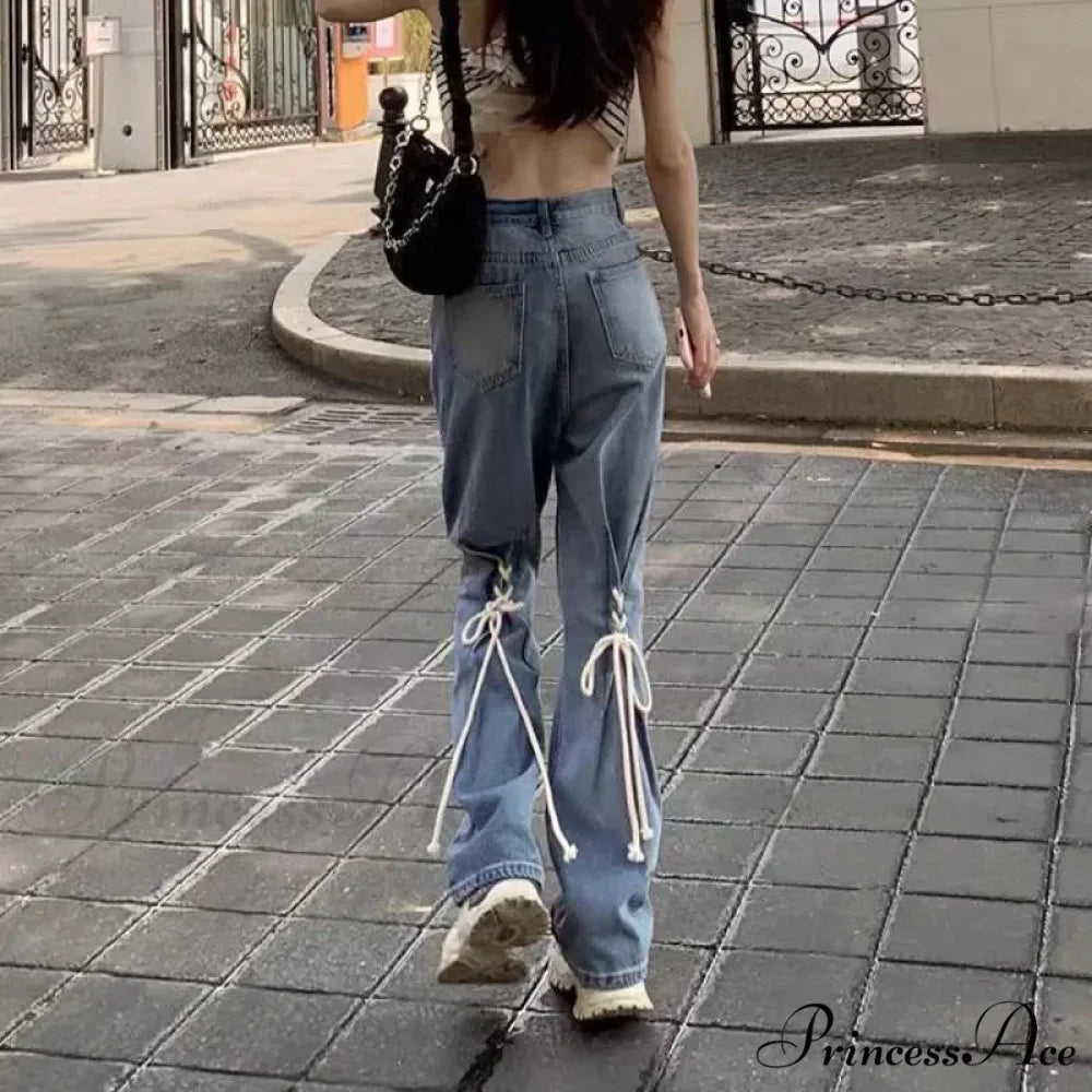 High Quality Vintage Blue Wide-Leg Straight Fashion Jean