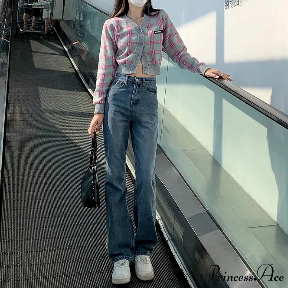 High Quality Vintage Blue Wide-Leg Straight Fashion Jean