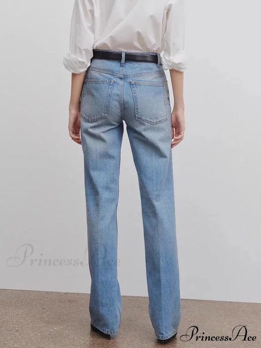 High Quality Women High-waisted All-match Light-colored Mopping Loose Straight-leg Spring and Summer New Jean