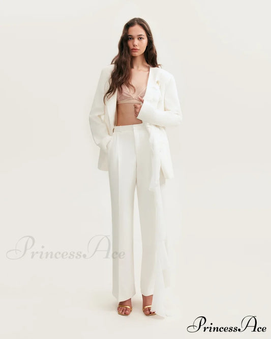 High-Rise White Suit Charming Pants Xo Xo