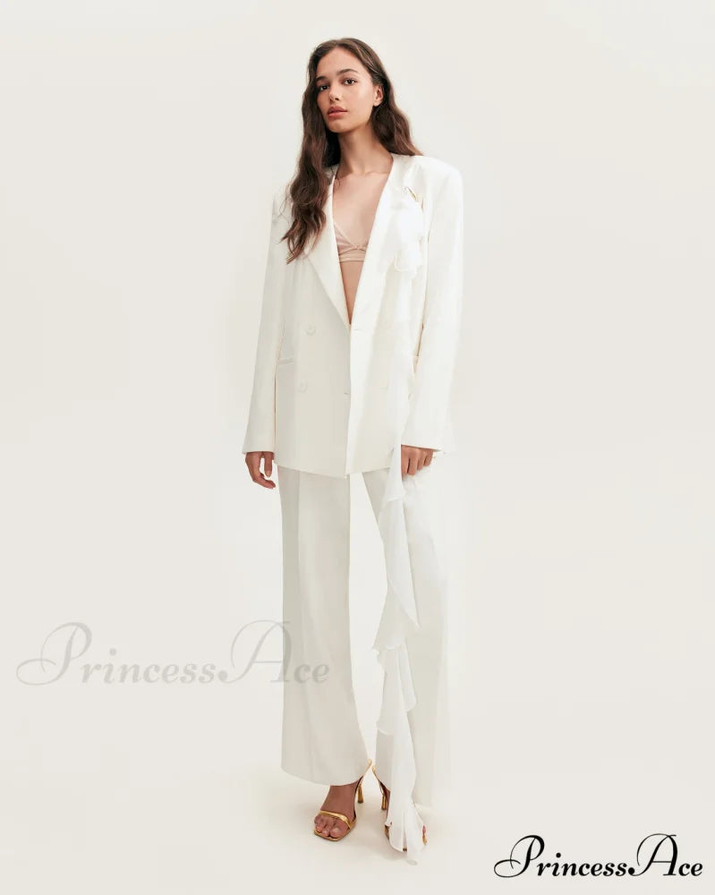 High-Rise White Suit Charming Pants Xo Xo
