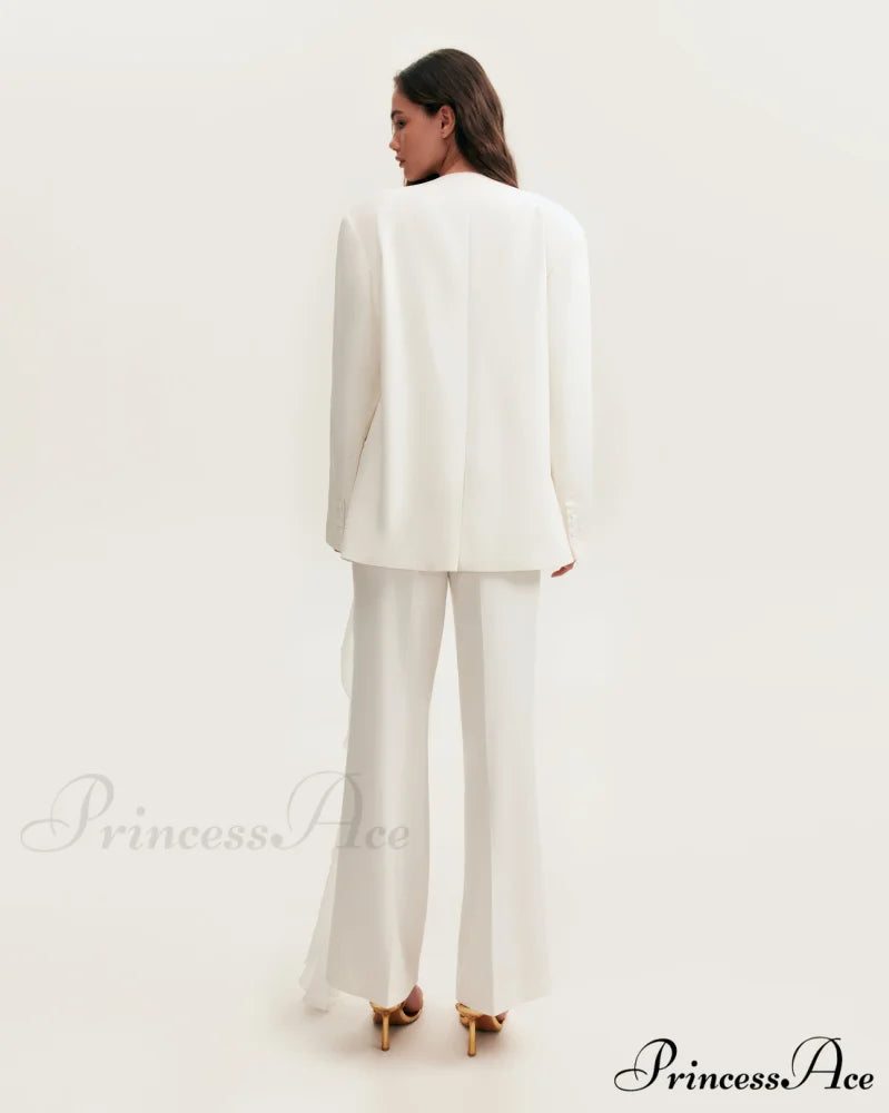 High-Rise White Suit Charming Pants Xo Xo