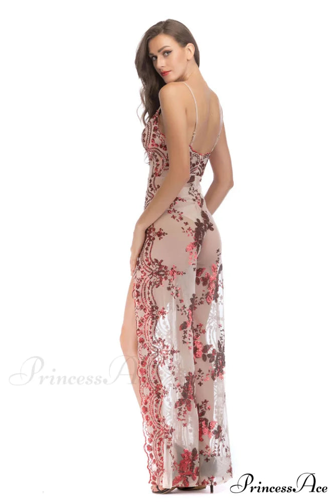 High Slit Backless Charming Boho Cocktail Gown