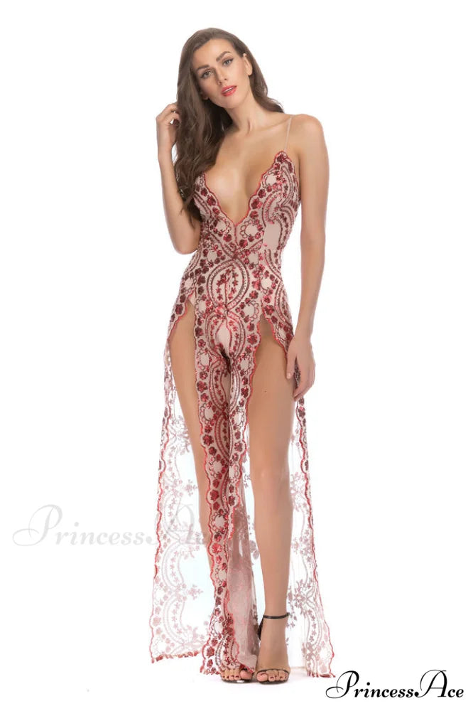 High Slit Backless Charming Boho Cocktail Gown