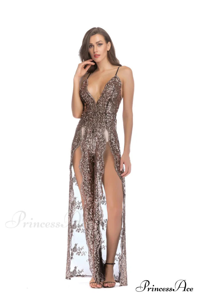 High Slit Backless Charming Boho Cocktail Gown