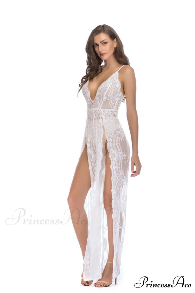 High Slit Backless Charming Boho Cocktail Gown