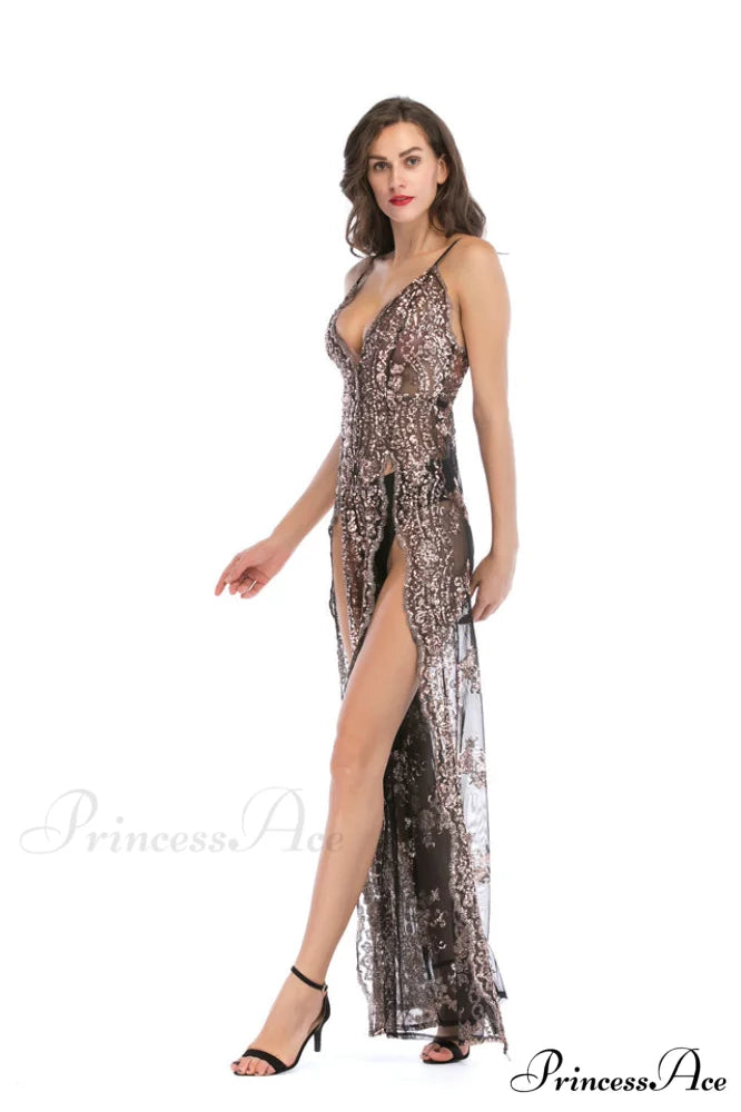 High Slit Backless Charming Boho Cocktail Gown