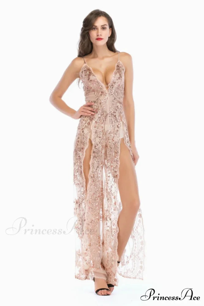 High Slit Backless Charming Boho Cocktail Gown S / 4#