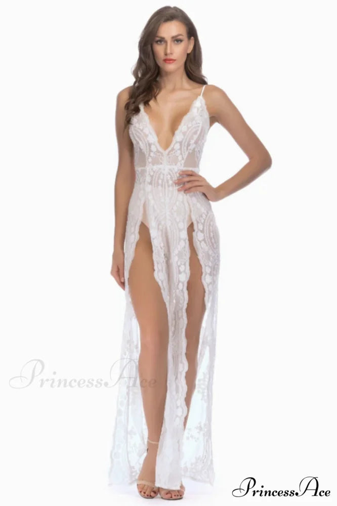 High Slit Backless Charming Boho Cocktail Gown S / 5#