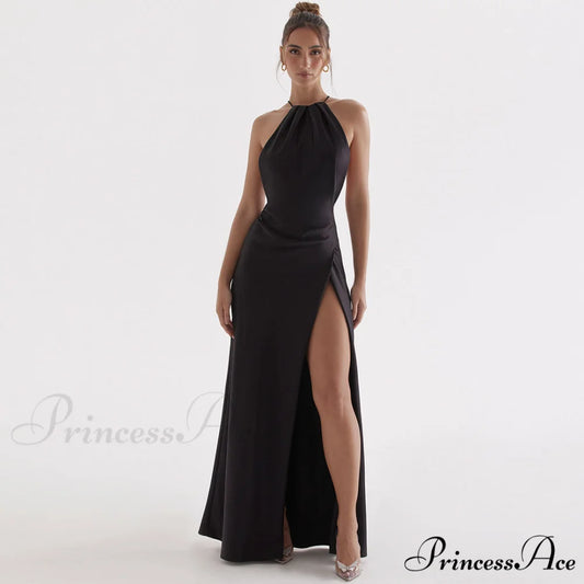 High Split Graceful Maxi Dress S / Black