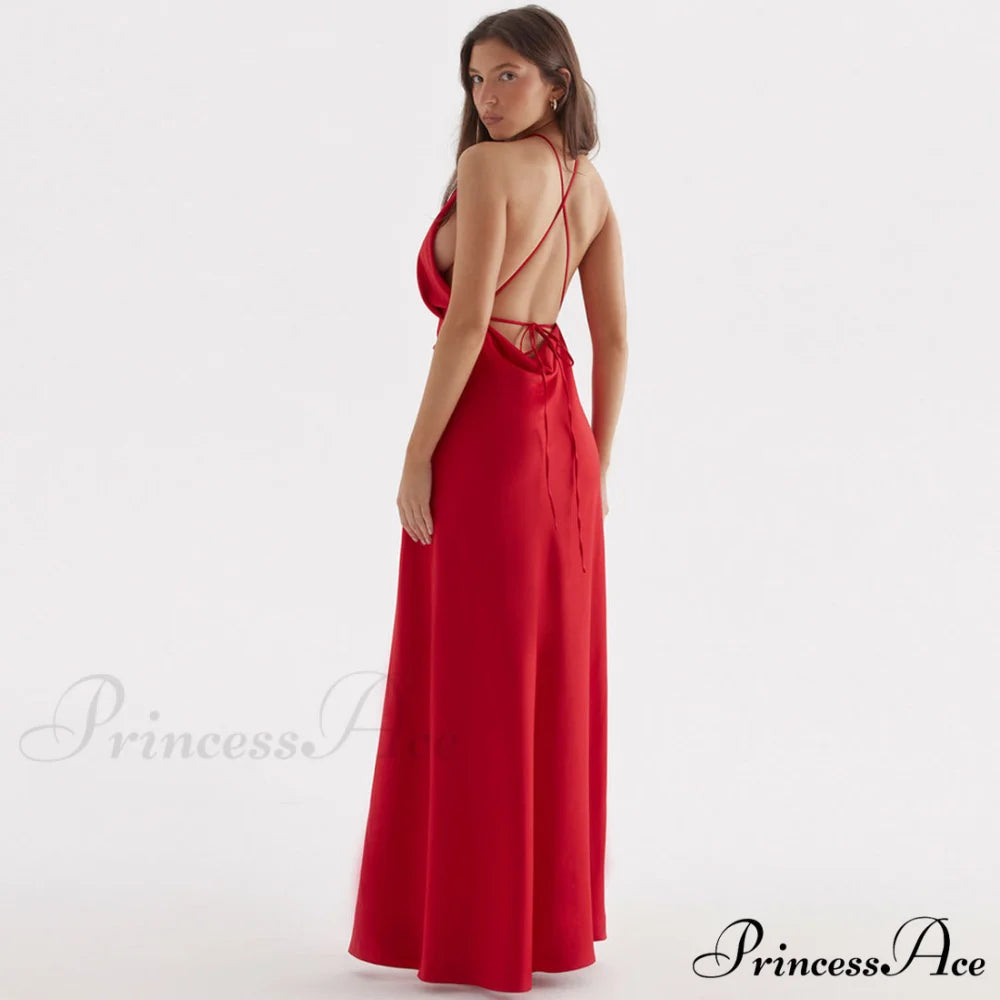 High Split Sleeveless Evening Modern Maxi Dress - Black L / Red