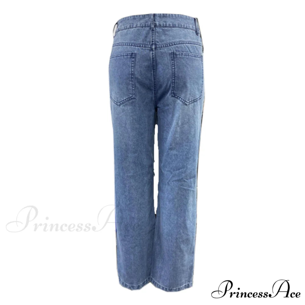 High Straight Leg Baggy Streetwear Waist Pants High Jeans Ripped Boyfriend Women Trousers