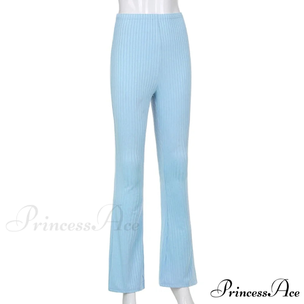 High Waist Aesthetic Female Vintage Pants blue / M