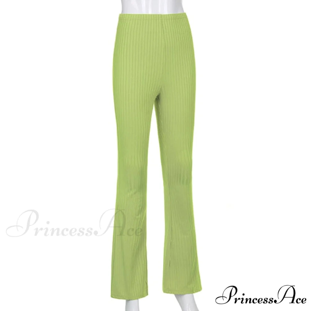 High Waist Aesthetic Female Vintage Pants green / M
