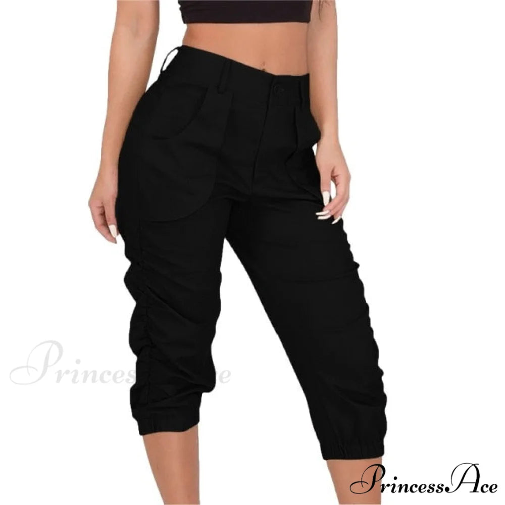 High Waist Cropped Pants black / L