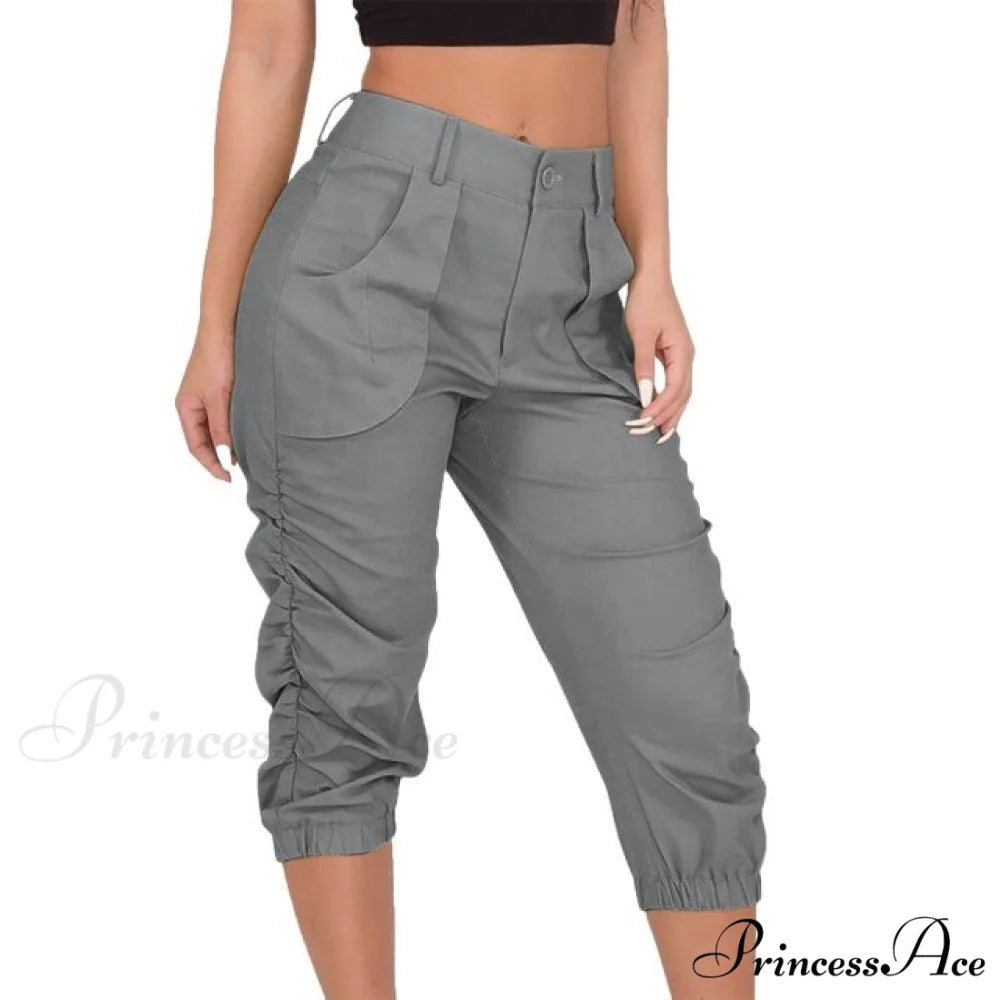 High Waist Cropped Pants gray / L